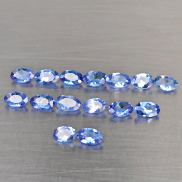 Natural Violetish Blue Tanzanite Gemstones 3.67 Ct. 15 Pcs. Oval Shape 5.1 x 3.1 Mm.