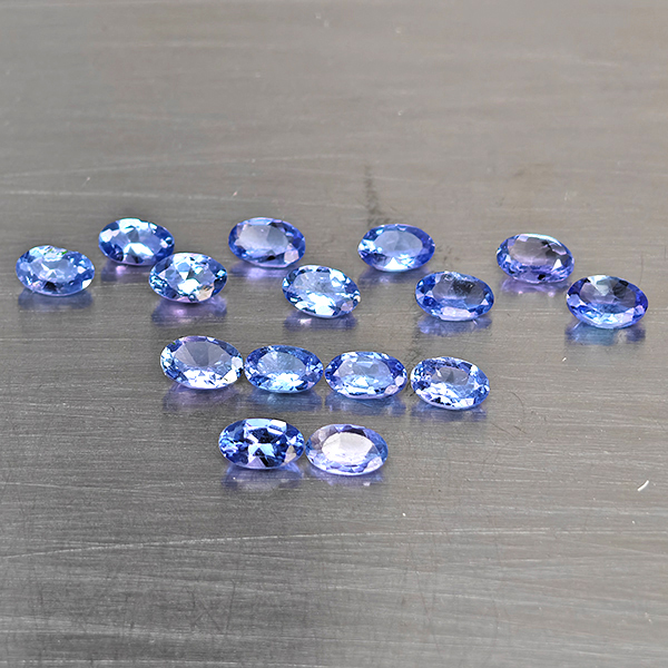 Natural Violetish Blue Tanzanite Gemstones 3.81 Ct. 15 Pcs. Oval Shape 5 x 3.2 Mm.