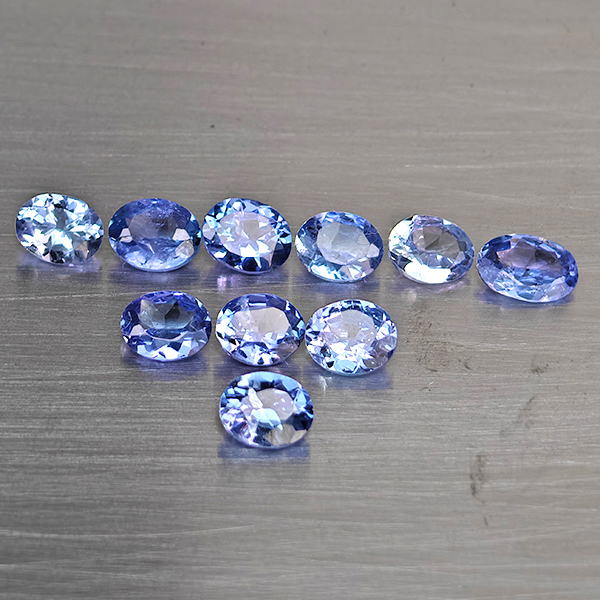 Natural Violetish Blue Tanzanite Gemstones 3.46 Ct. 10 Pcs. Oval Shape and Mixed Size