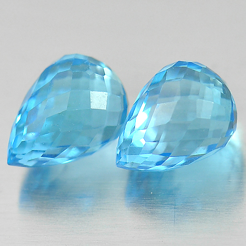 3.26 Ct. 2 Pcs. Briolette Cut Natural Gemstones Blue Topaz From Brazil