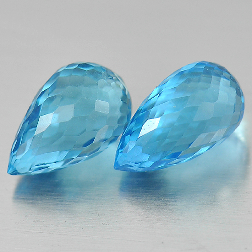 4.18 Ct. Pair Natural Gemstones Blue Topaz Briolette Shape