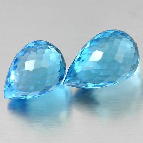 4.25 Ct. 2 Pcs. Natural Blue Topaz Briolette Shape Gemstones
