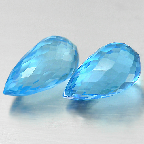 3.45 Ct. 2 Pcs. Natural Blue Topaz Briolette Shape Gemstones