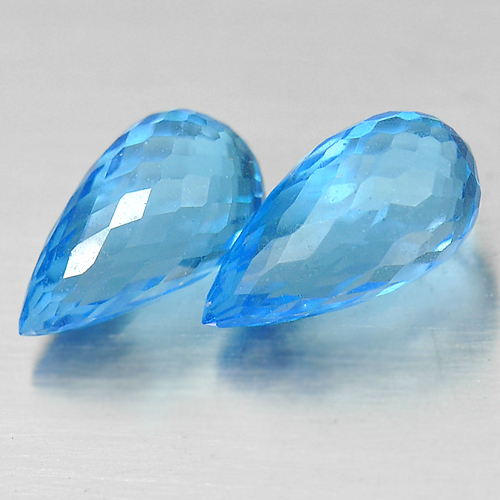 3.79 Ct. 2 Pcs. Good Briolette Natural Blue Topaz Gemstones