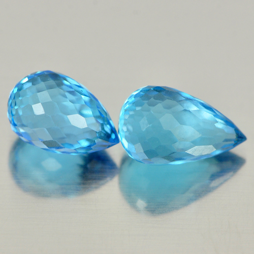 4.22 Ct. Pair Natural Gemstones Blue Topaz Briolette Shape From Brazil