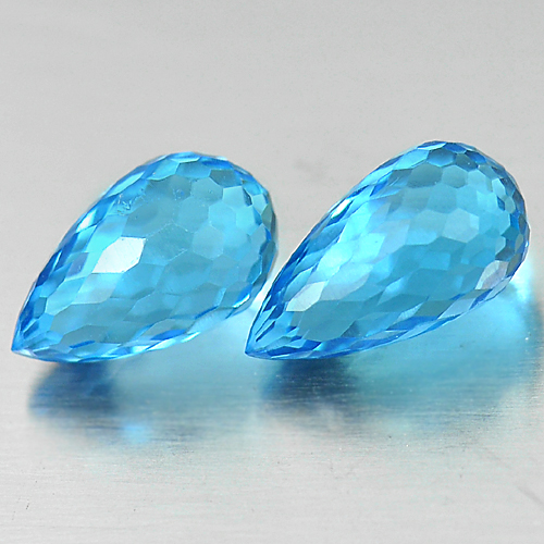 3.65 Ct. Pair Natural Gemstones Blue Topaz Briolette Shape