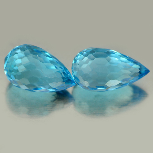 4.53 Ct. Pair Briolette Natural Blue Topaz From Brazil
