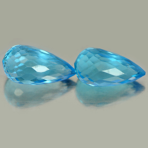 3.50 Ct. Pair Briolette Shape Natural Blue Topaz Gemstones