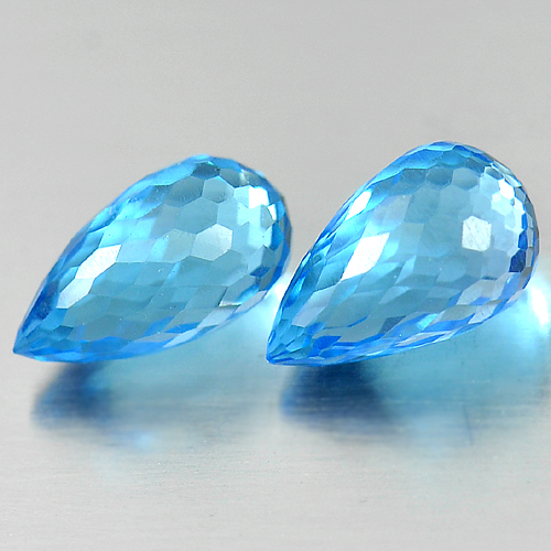 4.22 Ct. Pair Natural Gems Blue Topaz Briolette Shape From Brazil