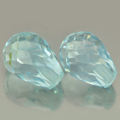 3.47 Ct. 2 Pcs. Briolette Shape Natural Blue Topaz Gemstones Drilled