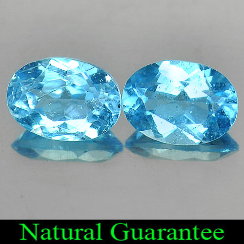 1.96 Ct. 2 Pcs. Oval Natural Gemstones Swiss Blue Topaz From Brazil