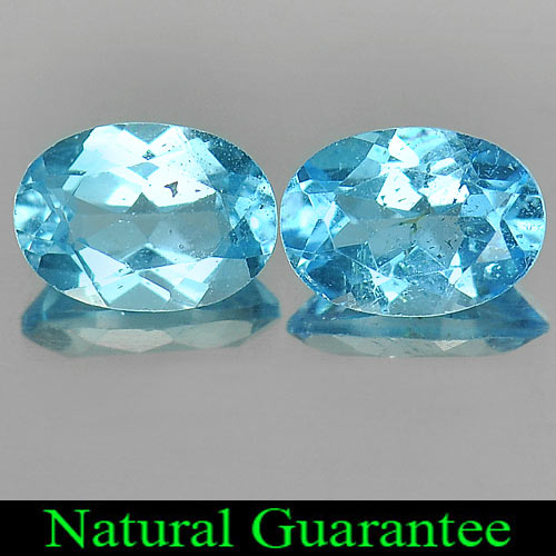 1.90 Ct. 2 Pcs. Oval Natural Gemstones Swiss Blue Topaz Good Cutting