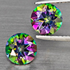 Natural Mystic Green Topaz Gemstones 3.03 Ct. 2 Pcs. Round Shape 7.1 Mm.