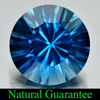 London Blue Topaz 7.44 Ct. VVS Round Concave Cut 12 Mm. Natural Gemstone Brazil