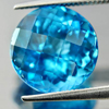 6.96 Ct. Round Checkerboard Natural Swiss Blue Topaz Sz 11 x 11 Mm.