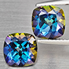 5.00 Ct. 2 Pcs. Natural Cushion Shape Mystic Fire Blue Topaz Gemstones
