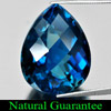 London Blue Topaz 39.76 Ct Clean Pear Checkerboard 23 x 18 Mm Natural Gem Brazil