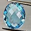 Natural Swiss Blue Topaz 3.26 Ct. Oval Double Checkerboard Cut 11.1 x 9.2 Mm
