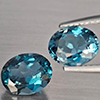 Natural London Blue Topaz 3.64 Ct. 2 Pcs Oval Shape 8.6 x 7  Mm Gemstones From Brazil
