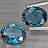 Natural London Blue Topaz 3.37 Ct. 2 Pcs Oval Shape 9 x 7 Mm Gemstones From Brazil