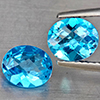 Natural Swiss Blue Topaz 2.24 Ct. 2 Pcs Oval Shape 7.4 x 6.2 Mm Gemstone from Brazil