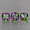 Natural Mystic Green Topaz Gemstones 3.51 Ct. 3 Pcs. Cushion Shape 6.1 x 6.1 Mm. Natural Mystic Green Topaz Gemstones 3.51 Ct. 3 Pcs. Cushion Shape 6.1 x 6.1 Mm.