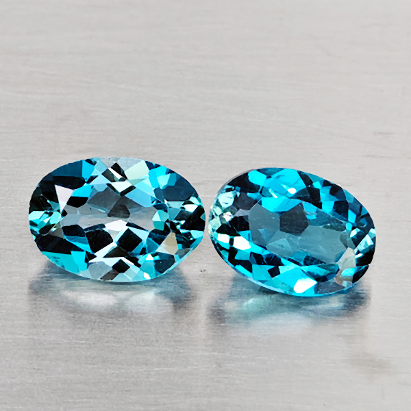 Natural London Blue Topaz Gemstones 1.09 Ct. 2 Pcs. Oval Shape 7.2 x 5.1 Mm. Natural London Blue Topaz Gemstones 1.09 Ct. 2 Pcs. Oval Shape 7.2 x 5.1 Mm.