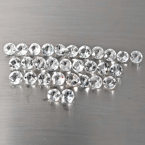 Natural White Topaz Gemstones 8.75 Ct. 30 Pcs. Round Shape and Mixed Size Natural White Topaz Gemstones 8.75 Ct. 30 Pcs. Round Shape and Mixed Size