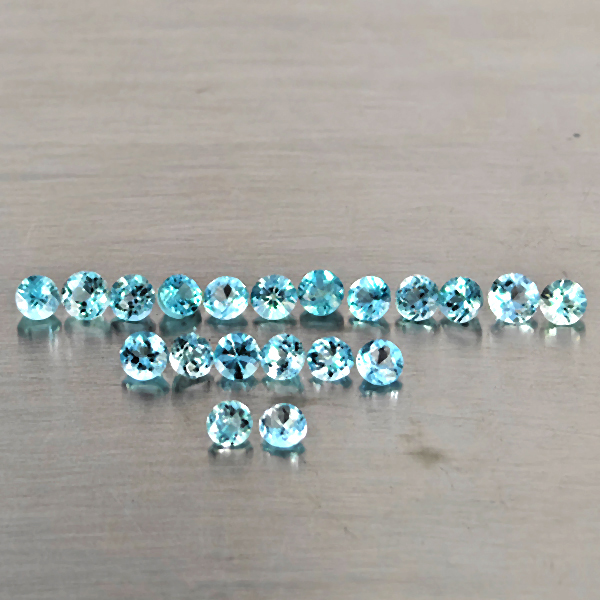 Natural Blue Topaz Gemstones 2.08 Ct. 20 Pcs. Round Shape and Mixed Size Natural Blue Topaz Gemstones 2.08 Ct. 20 Pcs. Round Shape and Mixed Size