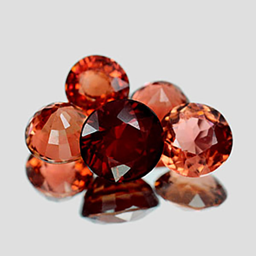 Orange Red Tourmaline 2.70 Ct. 5 Pcs. Round Shape Natural Gemstones Unheated
