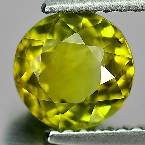 Yellowish Green Tourmaline 1.37 Ct. VVS Round 6.9 Mm. Natural Gemstone Nigeria