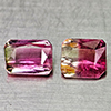 Natural Party Color Pink Tourmaline 1.07 Ct. 2 Pcs Octagon Shape Gemstones