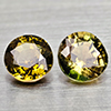 Natural Party Color Green Tourmaline 0.93 Ct. 2 Pcs Round Shape 4.6 Mm. Gems