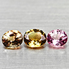 Natural Party Color Tourmaline 1.42 Ct. 3 Pcs. Oval Shape Gemstones Unheated