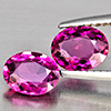 Natural Pink Tourmaline Gemstones 1.81 Ct. 2 Pcs. Oval Shape 7.2 x 5.5 Mm.
