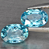 Natural Blue Zircon 1.56 Ct. 2 Pcs Oval Shape 6.2 x 4.2 Mm Gemstone From Cambodia