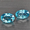Natural Blue Zircon 1.65 Ct. 2 Pcs Oval Shape 6.3 x 4.3 Mm Gemstone From Cambodia