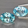 Natural Blue Zircon 2.45 Ct. 2 Pcs Oval Shape 7.1 x 5.2 Mm Gemstone From Cambodia
