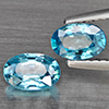 Natural Blue Zircon 1.46 Ct. 2 Pcs Oval Shape 6.4 x 4.2 Mm Gemstone From Cambodia