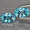 Natural Blue Zircon 1.74 Ct. 2 Pcs Oval Shape 6.2 x 4.1 Mm Gemstone from Cambodia