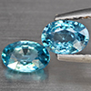 Natural Blue Zircon 1.40 Ct. 2 Pcs Oval Shape 6.1 x 4.4 Mm Gemstone from Cambodia