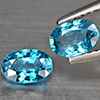 Natural Blue Zircon 1.43 Ct. 2 Pcs Oval Shape 6.2 x 4.2 Mm Gemstone from Cambodia