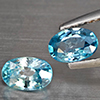 Natural Blue Zircon 1.54 Ct. 2 Pcs Oval Shape 6.2 x 4.1 Mm Gemstone from Cambodia