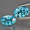 Natural Blue Zircon 1.98 Ct. 2 Pcs Oval Shape 6.2 x 4.2 Mm Gemstone from Cambodia