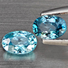 Natural Blue Zircon 1.49 Ct. 2 Pcs Oval Shape 6 x 4.2 Mm Gemstone from Cambodia