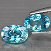 Natural Blue Zircon 1.59 Ct. 2 Pcs Oval Shape 6.1 x 4 Mm Gemstone from Cambodia