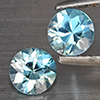 Natural Blue Zircon 1.34 Ct. 2 Pcs Round Diamond Cut  5.1 Mm Gemstone from Cambodia