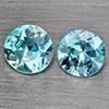 Natural Baby Blue Zircon 1.17 Ct. 2 Pcs Round Diamond Cut 4.8 Mm Gemstone from Cambodia