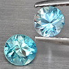 Natural Baby Blue Zircon 1.36 Ct. 2 Pcs Round Diamond Cut 4.8 Mm Gemstone from Cambodia