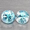Natural Blue Zircon 1.53 Ct. 2 Pcs Round Diamond Cut  4.9 Mm Gemstone From Cambodia